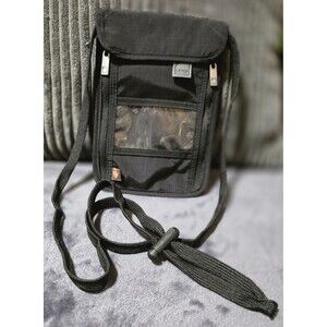 Lewis Clark RFID Blocking Stash Neck Black Crossbody Wallet Travel Pouch EuC